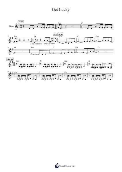 Get Lucky Sheet Music by Daft Punk-Arr.Joejosh Demptout
