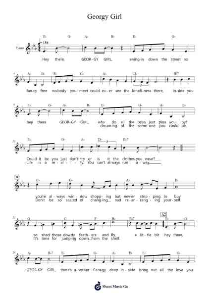 Georgy Girl Sheet Music by The Seekers-Arr.Stilkim