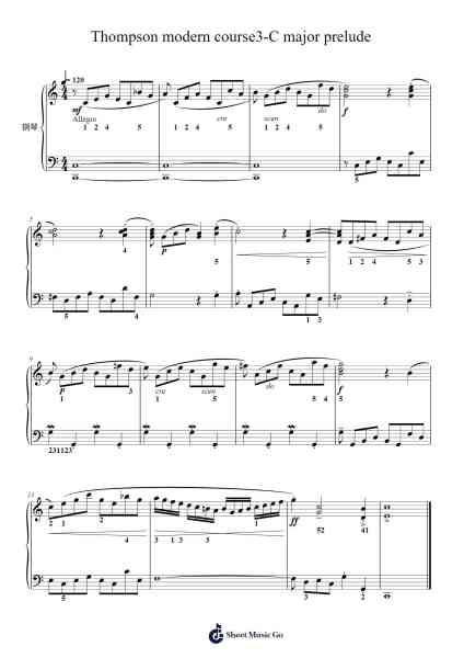 Thompson modern course3-C major prelude Sheet Music by John Thompson-Arr.Harloise Hanett
