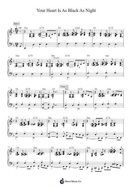 Your heart is as black as night Sheet Music by Melody Gardot-Arr.Kriso Dolclaire