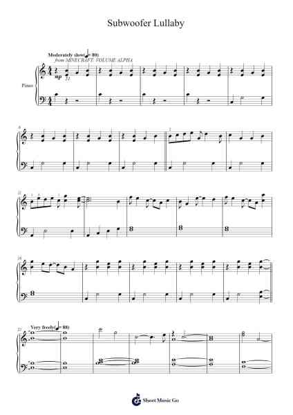 Subwoofer Lullaby (from Minecraft) Sheet Music by C418-Arr.Vioyves Garbess