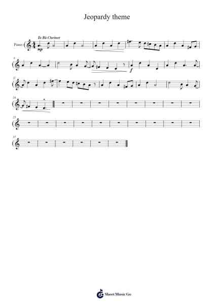 Jeopardy Theme Song Sheet Music by Adam Gislason-Arr.Mollkerr