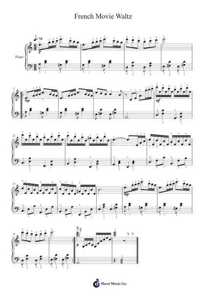 French Movie Waltz Sheet Music by Catherine Rollin-Arr.Betbur