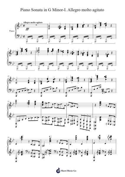 Piano Sonata in G Minor: I. Allegro molto agitato Sheet Music by Fanny Mendelssohn-Arr.Colyork