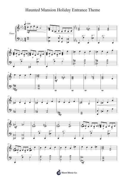 Haunted Mansion Holiday Entrance Theme Sheet Music by Danny Elfman-Arr.Efkirk