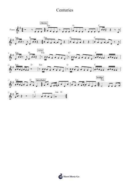 Centuries Sheet Music oleh Fall Out Boy-Arr.Reedthey Zeway