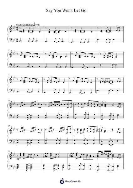 Say You Won't Let Go Sheet Music by James Arthur-Arr.Duttnin Moulnorth