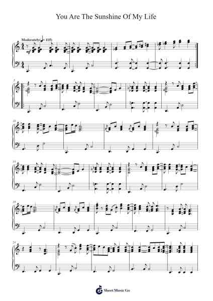 You are the sunshine of my life Sheet Music by Stevie Wonder-Arr.Vicvey Cotge