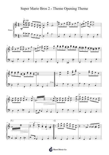 Super Mario Bros 2 - Theme Opening Theme (Ragtime) Sheet Music by Koji Kondo-Arr.Colbard Ramsdick
