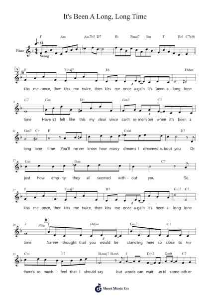 It's Been A Long, Long Time Musica per pianoforte di Jule Styne - Arr.Cookje