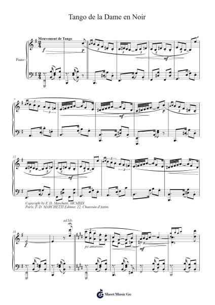 Tango de la Dame en Noir Sheet Music by Jacques Arney-Arr.Yetbur Jacmill