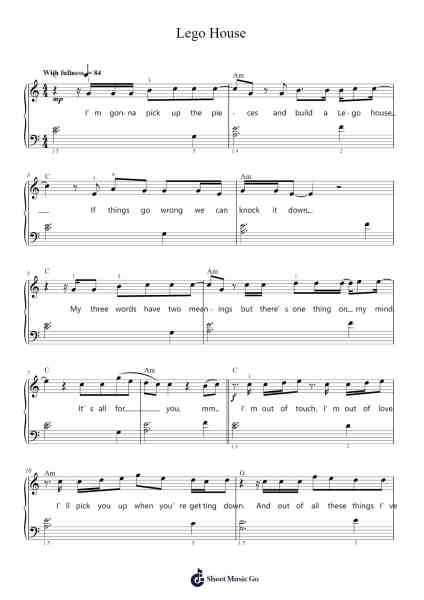 Lego House Sheet Music by Ed Sheeran-Arr.Pulborg Ridean