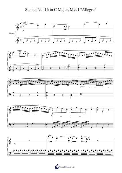 Sonata No. 16 in C Major, K. 545: I. Allegro Sheet Music by Wolfgang Amadeus Mozart-Arr.Jackbing Priceliot