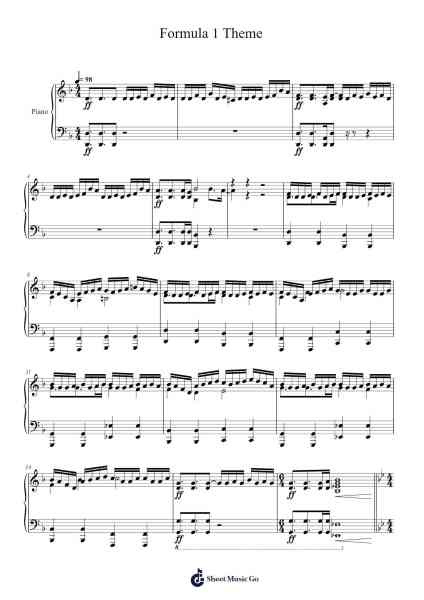 Formula 1 Theme Sheet Music by Brian Tyler-Arr.Crailynn Rodlan