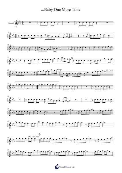 ...Baby One More Time Sheet Music by Britney Spears-Arr.Turdrea