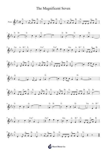 The Magnificent Seven Sheet Music by Elmer Bernstein-Arr.Copxia