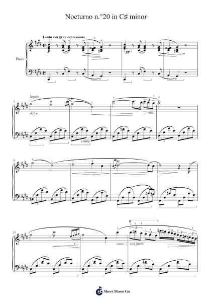 Nocturne No. 20 in C-Sharp Minor, Op. posth. Sheet Music by Frédéric Chopin-Arr.Rexze Fredmott