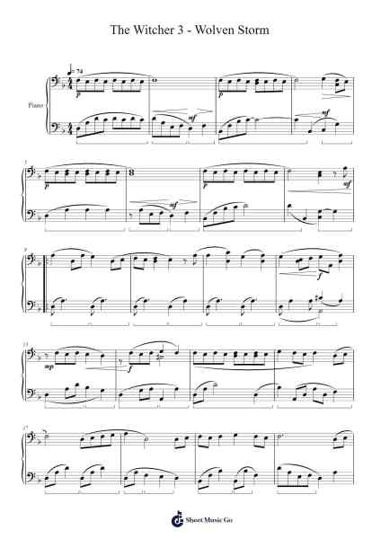 The Witcher 3 - Wolven Storm Sheet Music by Marcin Przybyłowicz-Arr.Efkirk