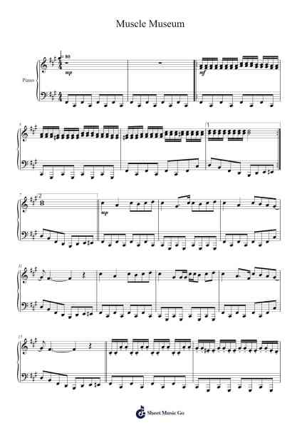 Muscle Museum Sheet Music by Matthew Bellamy-Arr.Joannes Nohan