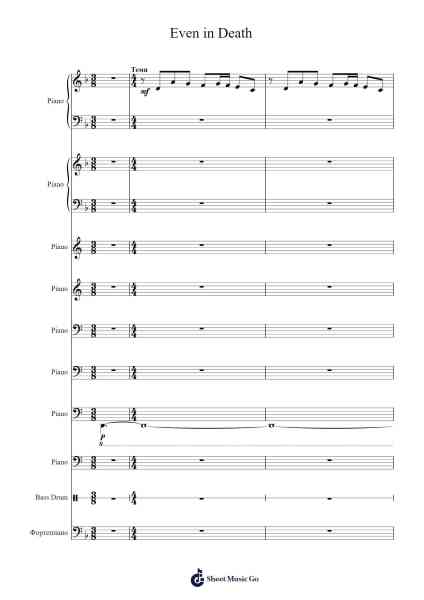 Even in Death Sheet Music by Evanescence-Arr.Gunnd