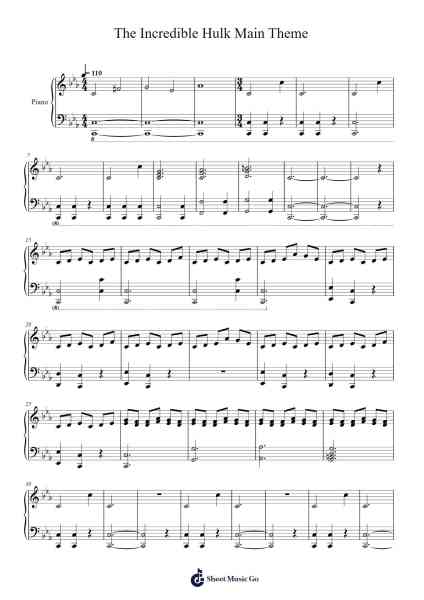 The Incredible Hulk Main Theme Sheet Music by Craig Mackenzie Armstrong-Arr.Padmos Gibleign