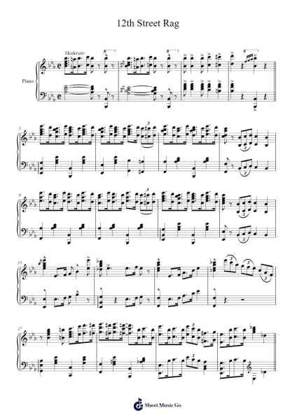 12th Street Rag Sheet Music by Euday L. Bowman-Arr.Haleale Quildy