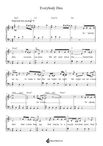 Everybody Dies Sheet Music by Billie Eilish-Arr.Lewcar
