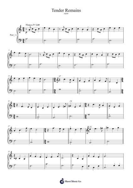 Tender Remains Sheet Music by BenTopham-Arr.Dolamb Strafay