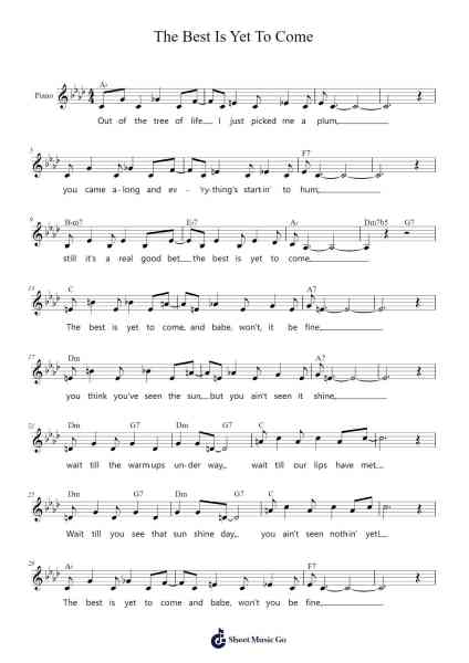 The Best Is Yet To Come Sheet Music by Cy Coleman-Arr.Moisham Whcky