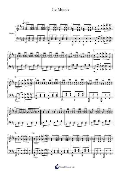 Le Monde Sheet Music by Richard Carter-Arr.Cashshop