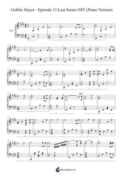 Goblin Slayer - Episode 12 Last Scene OST (Piano Version) Ноты для фортепиано от Kenichiro Suehiro-Arr.Scottcy Bachfinn