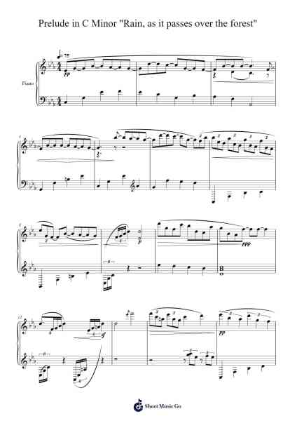 Prelude in C Minor "Rain, as it passes over the forest" Sheet Music by Bruceraine Baldkay-Arr.Bushple
