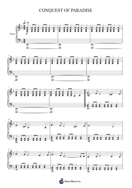 CONQUEST OF PARADISE Sheet Music by Vangelis-Arr.Hickstodd Joycedrich