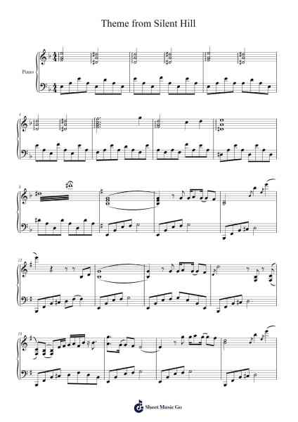 Theme from Silent Hill Sheet Music by Akira Yamaoka-Arr.Arkirk Janeien