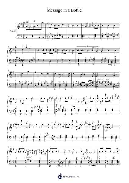 Message in a Bottle Sheet Music by Taylor Swift-Arr.Brandwight Gillget