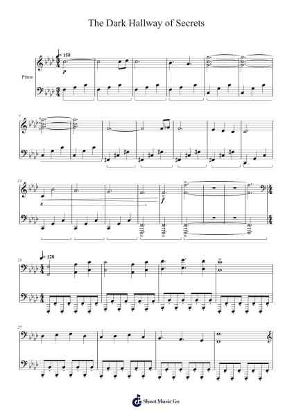 The Dark Hallway of Secrets Sheet Music by Broxine-Arr.Walshfox