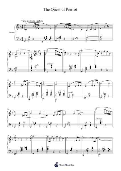 The Quest of Pierrot Sheet Music by Frank H. Grey-Arr.Fordniah