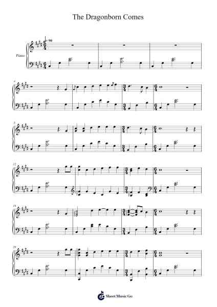 The Dragonborn Comes Sheet Music by Jeremy Soule-Arr.Windwood