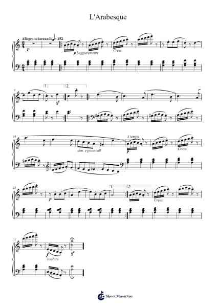 L'Arabesque Sheet Music by Johann Friedrich Franz Burgmüller-Arr.Wyli