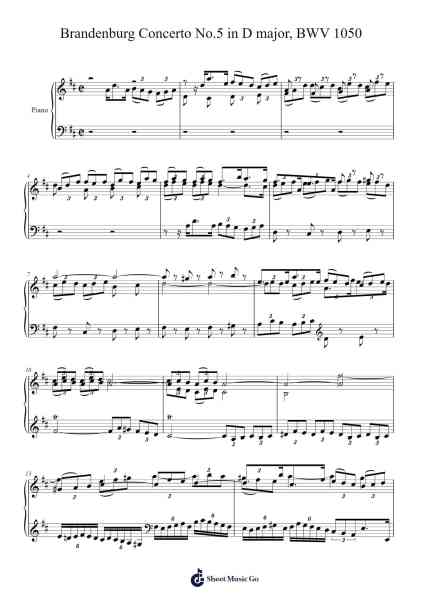 Brandenburg Concerto No. 5 in D Major, BWV 1050 Sheet Music by Johann Sebastian Bach-Arr.Larple