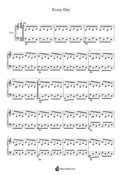 Every Day Sheet Music by Carly Comando-Arr.Quingar
