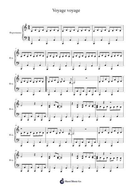 Voyage voyage Sheet Music by Desireless-Arr.Cyncer Raeh