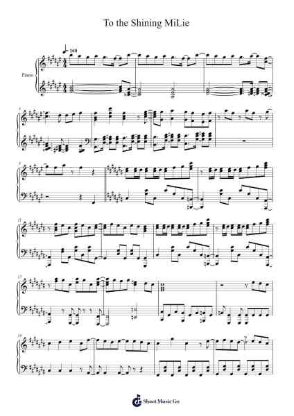 To the Shining MiLie Sheet Music by イタズラ☆ストレート-Arr.Foxsam Sharpliam