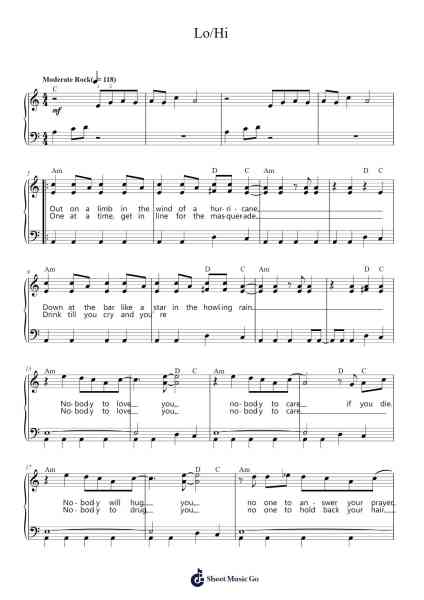 Lo/Hi Sheet Music by The Black Keys-Arr.Sibylmos Fordridge