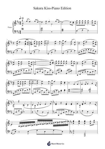 Sakura Kiss-Piano Edition Sheet Music by Chieko Kawabe-Arr.Loliz O'Conbach