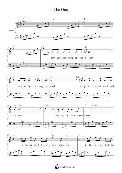 The One Sheet Music by Elton John-Arr.Toddjoy