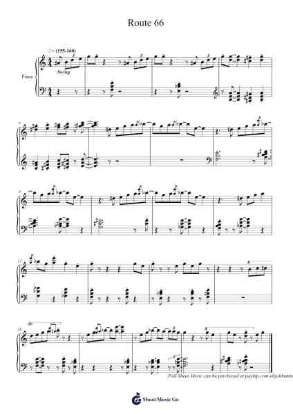 Route 66 Sheet Music by Bobby Troup-Arr.Chrismay Penniah