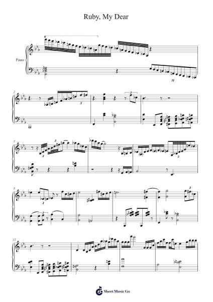 Ruby, My Dear Sheet Music by Thelonious Monk-Arr.Agsean