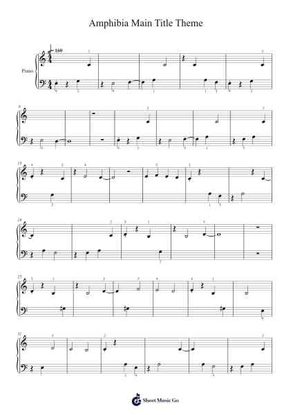 Amphibia Main Title Theme Sheet Music by Doug Petty-Arr.Lenshaw