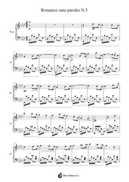 Romance sans paroles, No. 3 Sheet Music by Gustave Fauré-Arr.Lespenn